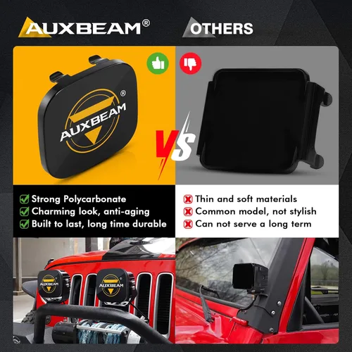 Vista 6 de Auxbeam XP-Ultra - Paquete de luces LED de 5 pulgadas con cubiertas protectoras negras, luces ámbar DRL para todo terreno, luz de zanja de doble