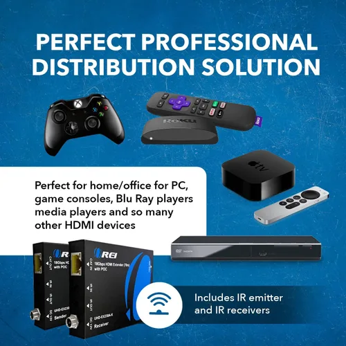 Vista 7 de OREI Extensor HDMI 4K a través de Ethernet, Extensor Balun a través de Cat6/Cat7 con extractor de audio óptico IR hasta 70 metros - Salida en bucle