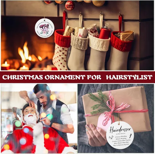 Vista 7 de Patelai Adorno de Peluquero de Navidad de Cerámica Colgante Regalo para Estilista de Cabello Adorno de Placa de Peluquero Recuerdo Navideño