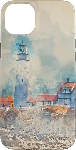 Vista 15 de iPhone 16 Artistic Lighthouse Painting Case
