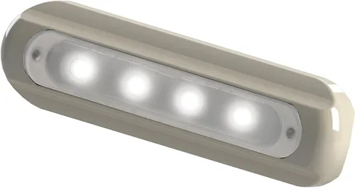 Vista 2 de TACO Marine F38-8800W-1 - Lámpara de cubierta de montaje plano con 4 LED, color blanco con carcasa blanca