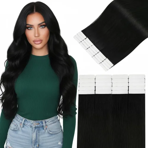 Vista 21 de Easyouth Extensiones de cabello humano rubio con cinta, extensiones de cabello humano rubio blanco, 12 pulgadas, 20 unidades, 1.06 onzas