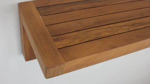 Vista 7 de AquaTeak La estantería plana de pared original de teca Moa de 24" con ganchos