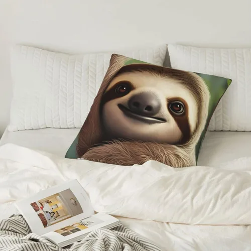 Vista 6 de Fundas de almohada decorativas de 20 x 20 pulgadas, fundas de almohada de doble cara para sofá, lindo perezoso, fundas de almohada de felpa suave