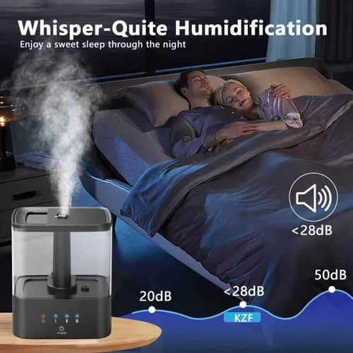 Vista 2 de KZF Humidificadores de llenado superior de 4 L para dormitorio y tiempo de funcionamiento de 60 horas, humidificador de niebla fría, 3 niveles