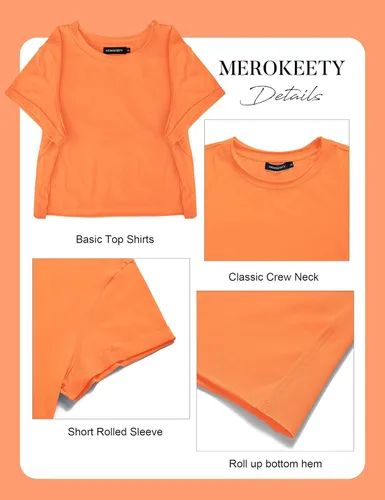 Vista 5 de MEROKEETY Camisetas cortas de verano de manga corta con cuello redondo para mujer