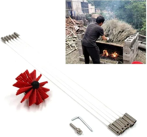 Vista 2 de LIYUN Kit de barrido de chimenea, cepillos y varillas de chimenea para cepillo de barrido de humo, kit de limpieza de chimenea, accesorio