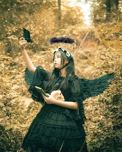 Vista 5 de SzJias Black Wings Angel Devil Fallen Feather Wings para niños Halloween