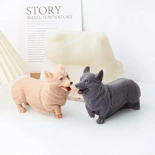 Vista 2 de Molde de silicona para velas 3D para perros, molde de jabón de animales para chocolate, dulces, decoración de pasteles, vela de cera de soja, jabón