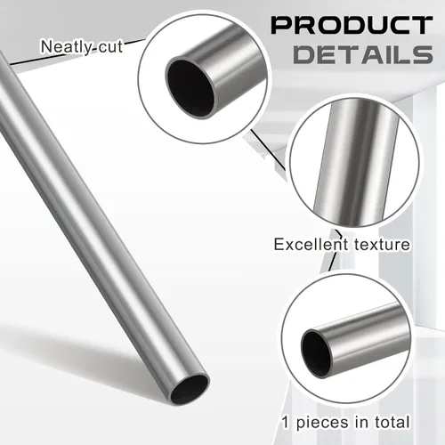 Vista 3 de Hicarer Tubería de Acero Inoxidable 304 de 1-1/2" DE, Grosor de Pared 0.06", Longitud 2 Pies, Tubo Redondo de Metal, Tubería de Acero Inoxidable