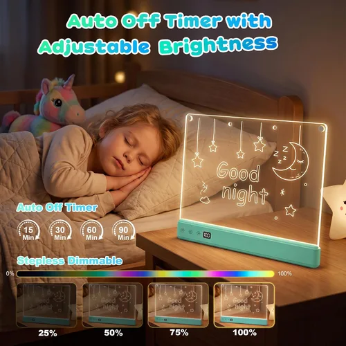 Vista 6 de Comzler Tablero de dibujo LED recargable de 16" para niños con 16 efectos Azul