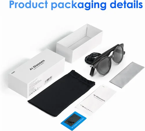 Vista 9 de GetD Lentes AI, traductor AI impulsado por ChatGPT, asistente de IA, lentes inteligentes Bluetooth para hombres y mujeres, lentes de sol