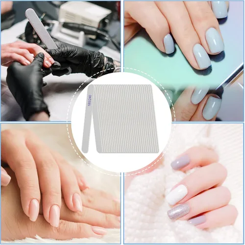 Vista 5 de Lima de uñas, pizarras de esmeril para uñas, grano 180/240, limas de uñas para uñas naturales, madera de doble cara, lima de uñas Emory profesional