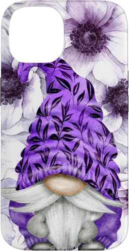 Vista 4 de Unique Purple Gnome with Lilac Anemones Floral Aesthetic Case for iPhone 17