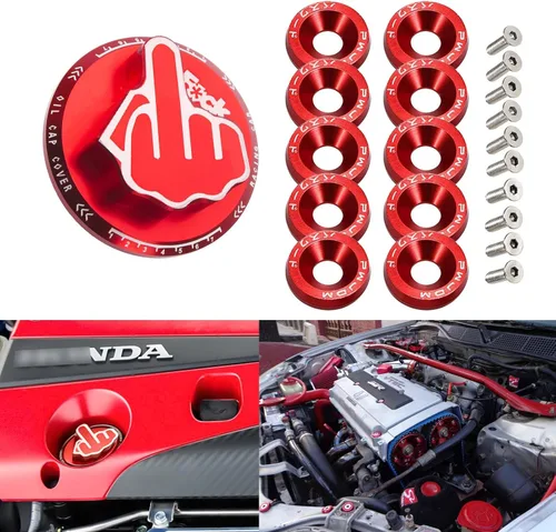 Vista 14 de x xotic tech Tapa de tanque de combustible de gas negro de aleación con dedo medio roscado compatible con Toyota Corolla Camry 4Runner Highlander