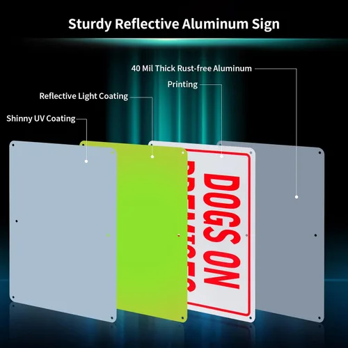 Vista 2 de Paquete de 2 letreros de aluminio reflectante de aluminio de 10 x 7 pulgadas, libre de óxido, con protección UV y resistente a la intemperie