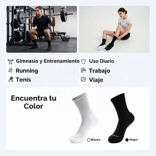 Vista 5 de MONFOOT 3-8 pares de calcetines deportivos acolchados para mujeres y [Sólido] Negro (8 Pares)