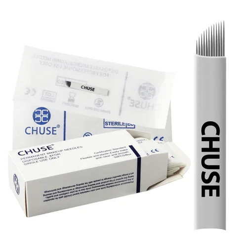Vista 9 de CHUSE 14 Curvado 50pcs 0.007 in Nano Mircoblading Aguja Maquillaje Permanente Manual Ceja Tatuaje Aguja