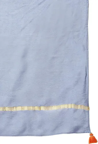 Vista 8 de Janasya Kurta tejida de seda chanderi naranja india para mujer con Palazzo y Dupatta
