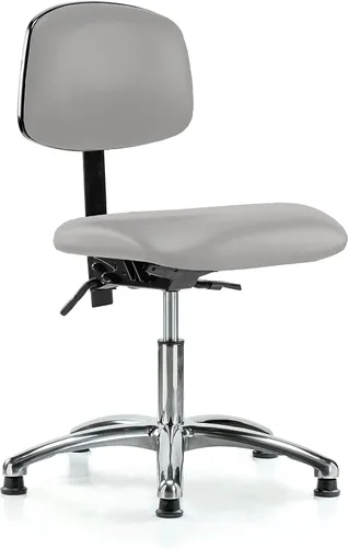 Vista 30 de Perch - Silla de laboratorio con ruedas cromadas con soporte de respaldo ajustable, altura del escritorio de 17 a 22 pulgadas, tela negra