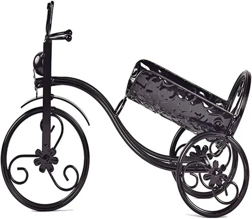 Vista 3 de Soporte de vino de hierro forjado/estante forma de bicicleta triciclo arte decoración del hogar (negro)