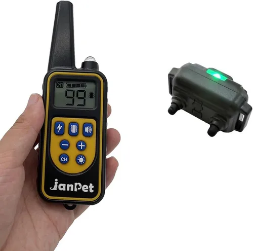 Vista 3 de Collar electrónico de choque para perro con control remoto, recargable e impermeable, collar de entrenamiento para perros medianos y grandes