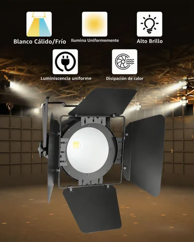 Vista 4 de Betopper Luces de escenario COB de 200W con puerta de granero, caliente