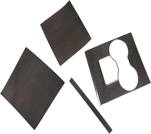 Vista 5 de YIWANG Consola central de fibra de carbono 100% real, panel de cambio de marchas, 4 piezas para accesorios de automóvil Tesla Modelo 3