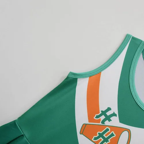Vista 7 de Traje de animación para niñas vestido de animadora verde con un par de pompones