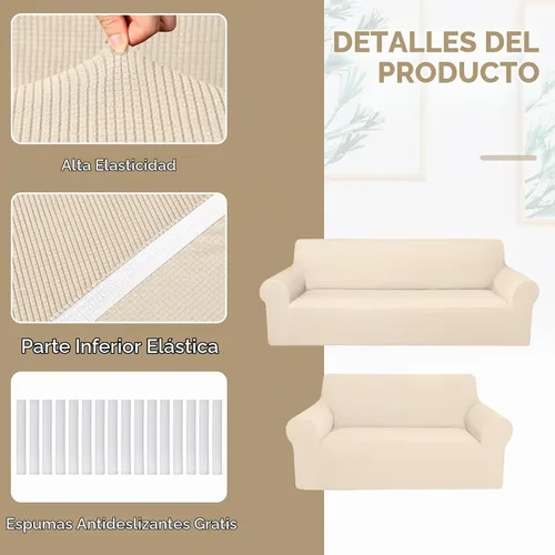 Vista 4 de Peryiter Juego de 2 fundas para sofá de dos plazas Fundas para muebles para sala de estar para sofá, sillón, ajuste elástico, a prueba de arrugas