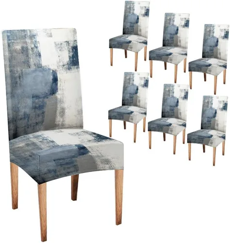 Vista 156 de TOMWISH Juego de 2 fundas para sillas de comedor, color turquesa y gris, fundas elásticas para sillas Parsons, de elastano, lavables, protectores