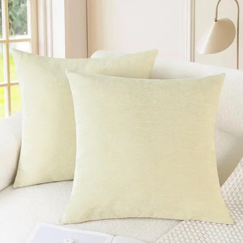 Vista 45 de CaliTime - Paquete de 2 fundas de almohada acogedoras para sofá, decoración del hogar, felpilla suave teñida sólida, 16 x 16 pulgadas, marrón Marrón