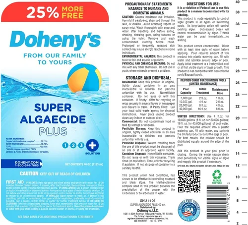 Vista 6 de Doheny's Super Algaecide Plus Grado profesional Eficaz contra la mayoría de los tipos de algas 7.1% de cobre quelado