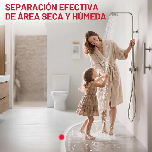 Vista 2 de Protector de agua para umbral de ducha, barrera impermeable de silicona autoadhesiva, a prueba de fugas, flexible, fácil instalación, longitud