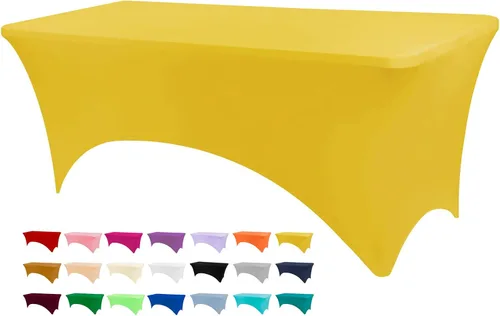 Vista 17 de BDDC - Funda de mesa ajustada de 4 pies, manteles de elastano negros, manteles elásticos lavables y resistentes a las arrugas para eventos, bodas