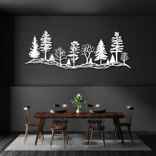 Vista 5 de Arte de pared de bosque de metal, decoración de pared de bosque, decoración de pared de metal de montaña y bosque, decoración de árbol de metal