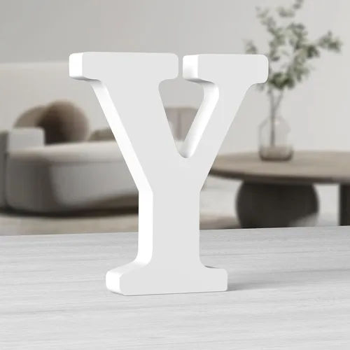 Vista 33 de AOCEAN Letras de madera grandes blancas de 10 pulgadas, letras de madera sin terminar para decoración de pared, letras decorativas de pie