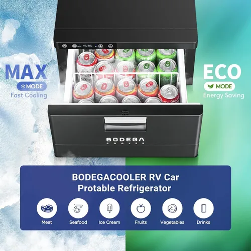 Vista 9 de BODEGA BODEGACOOLER - Refrigerador de cajón de 12 V, 33 cuartos de galón (31 L) con control de aplicación, enfriador portátil para automóvil