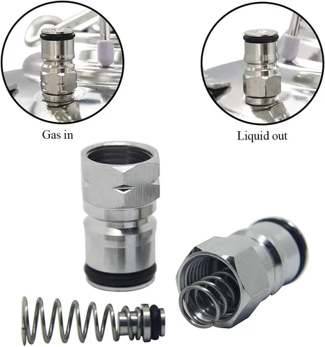 Vista 3 de Poste de bloqueo de bola y Poppet – LUCKEG marca acero inoxidable Material Cornelius barril postes tamaño 19/32"-18 rosca hembra gas y líquido