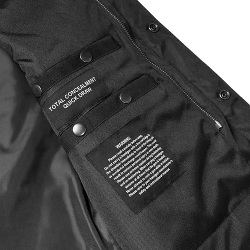 Vista 7 de Daniel Smart - Chaleco para hombre, material de lona con detalles de cuero, chaleco de motocicleta para hombre con bolsillo oculto