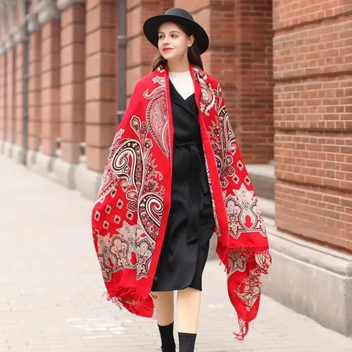 Vista 5 de DANA XU 100% pura lana merino extra grande pashmina cachemira bufanda chal y envoltura para mujeres invierno manta floral de gran