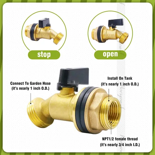 Vista 4 de GHT 3/4 espita para barril de lluvia, kit de espiga de barril de agua de mamparo de latón para piezas de tanque de bricolaje y accesorios