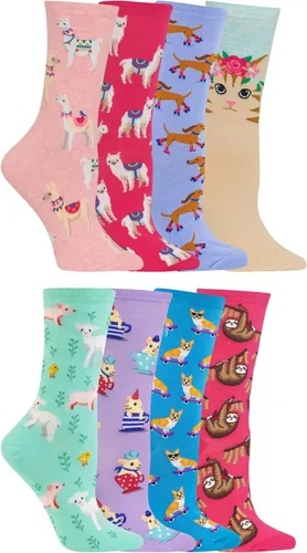 Vista 16 de Hot Sox Calcetines de mujer con patrón geométrico de novedad Heather cáñamo