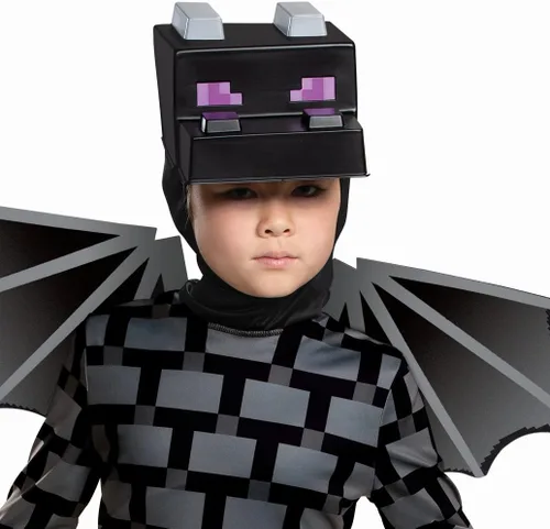 Vista 3 de Minecraft Boys' Minecraft Ender Dragon Costume for Kids, Video Game Inspired Character Outfit Negro