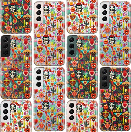 Vista 7 de Funda de teléfono compatible con Samsung Galaxy S25 S24 S23 Ultra S22 Plus S21 FE S20 Note 20 Flexible a prueba de golpes Día de los Muertos