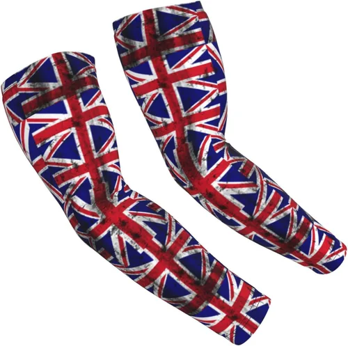 Vista 3 de Unisex Lightweight Cooling Arm Sleeves Distressed Uk British Flag Compression Warmer Cover For Outdoor Activity