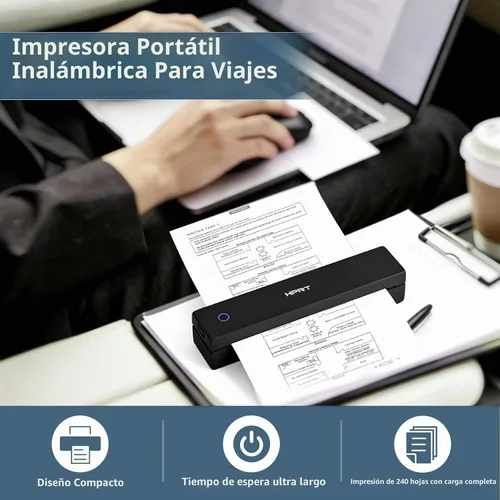 Vista 5 de HPRT Impresora térmica portátil sin tinta inalámbrica para viajes,MT620 Pro Negro