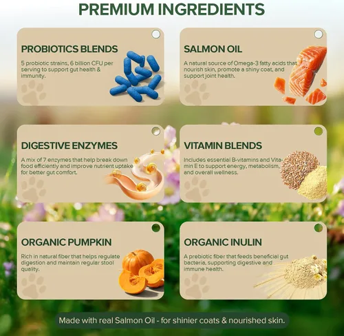 Vista 3 de Probióticos para perros – Probióticos para perros para levadura, picazón en la piel y oídos con picazón, salud digestiva, alivio de la diarrea