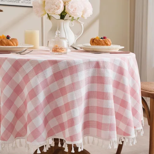 Vista 26 de JIALE - Mantel cuadrado de lino de algodón de cuadros Gingham con borlas, lavable, sin arrugas, mantel a cuadros de búfalo para fiesta al aire Beige