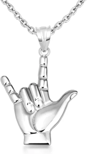 Vista 6 de Gold I Love You American Sign Language ASL Hand Sign Necklace (S/L) 10K or 14K Yellow, Rose, or White Gold Choice of Pendant Only or Chain